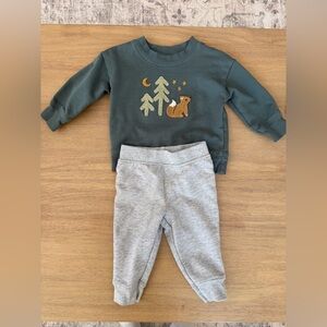 Carter's Forest Green Sweatshirt and Gray Joggers Set